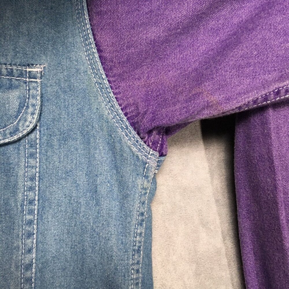 Vintage Nuovo County‎ Seat Chambray Shirt size Medium Long Sleeve Purple Button - Picture 10 of 14